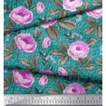 thumbnail image 2 of Soimoi Polyester Crepe Fabric Leaves & Camellias Floral Decor Fabric Printed Yard 42 Inch Wide, 2 of 3