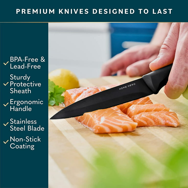  Home Hero 16 Pcs Kitchen Knife Set, Chef Knife Set & Steak  Knives - Professional Design Collection - Razor-Sharp High Carbon Stainless  Steel Knives with Ergonomic Handles (16 Pcs - Dark