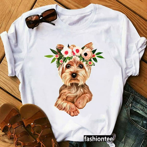 2022 Summer New Yorkie Mama Cute Dog Lover Dog Mom Gift Mother's Day Ladies T Shirt White Pink Ladies T Shirt Loose Comfort TopS Gao Jinjia LED
