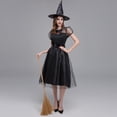 thumbnail image 4 of IROINNID Halloween Costumes For Women A-Line Dress Solid Color Causal Round Neck Short Sleeve Cosplay Dress,Black, 4 of 9