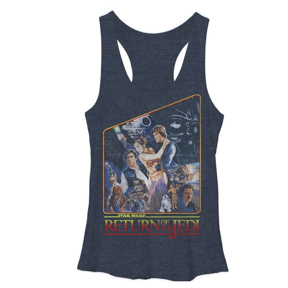 Women's Star Wars Movie Poster  Racerback Tank Top Navy Blue Heather Small