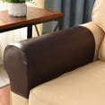 thumbnail image 2 of Nvzi Waterproof Faux Pu Leather Armrest Covers Vintage Stretch Arm Covers for Chairs Couch Sofa Armchair Slipcovers for Recliner Sofa 2pcs, Dark Coffee, 2 of 5