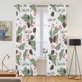 thumbnail image 2 of Kitchen Curtains 84 Inch Length 2 Panels, Pine Cones Grommets Window Treatment Curtain, Winter Branches Berry Snowflakes Plants Thermal Curtains Drapes for Living Room/Bathroom, 2 of 9