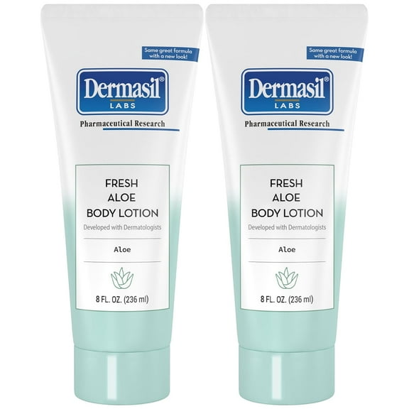 Dermasil Fresh Aloe Body Lotion 2-Pack, Non-Greasy, Fast-Absorbing Skin Barrier Repair, 8 Oz Ea