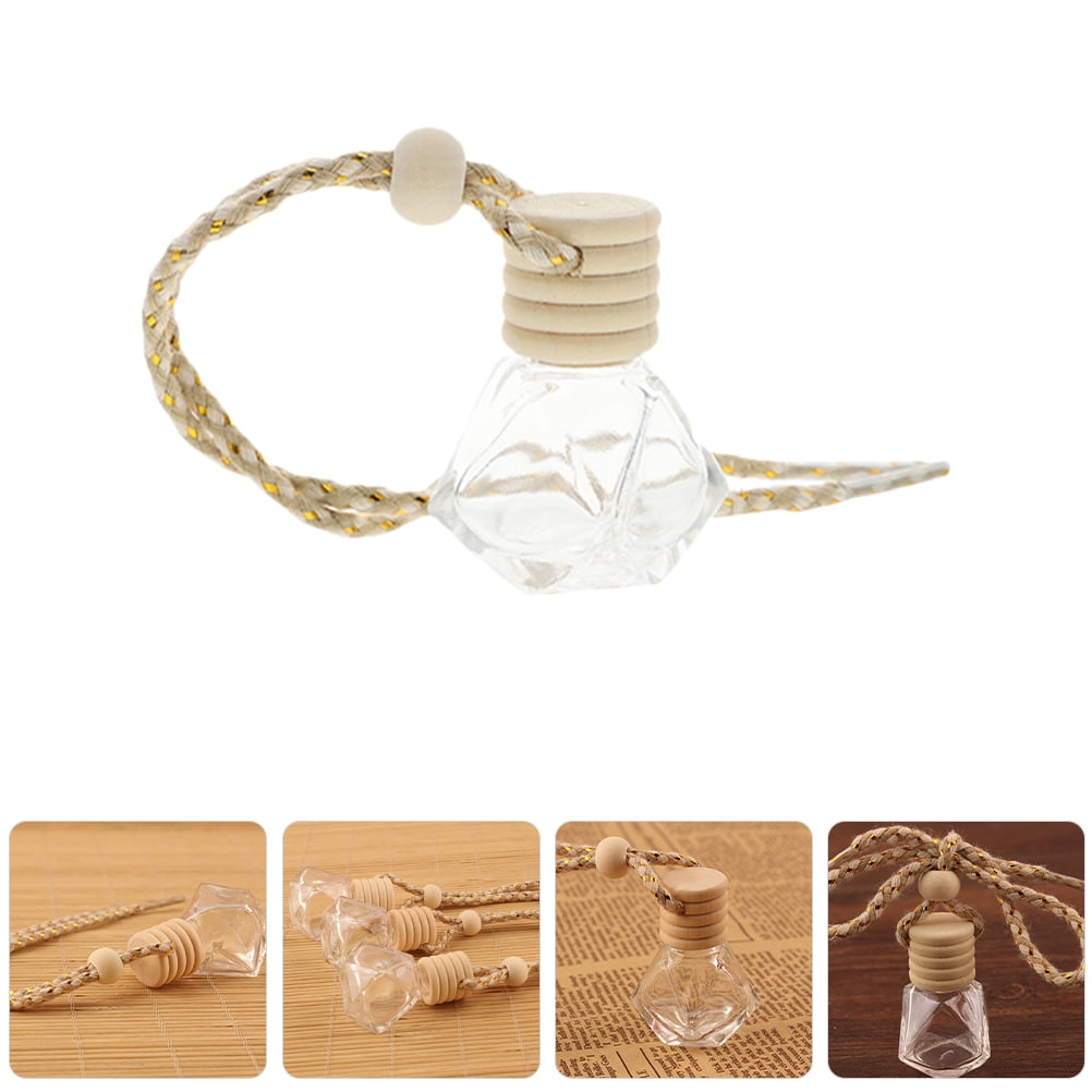 8 Flacons Diffuseurs De Parfum Pour Voiture - Verre Avec Bouchon Bois Et Tige - Vide - Pour Huiles Essentielles Ou Parfums