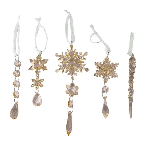Juego Colgantes Cristal Acrílico 10 Uds. para Navidad Suministros Fiesta en Casa (dorado)