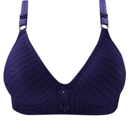 T-Shirt Bra Women Printed Push up Together Daily Bra Underwear No Underwire V-Neck Padded Bra Feature Hook and Eye Closure Longline Bra Style Y-411   Dark Blue S