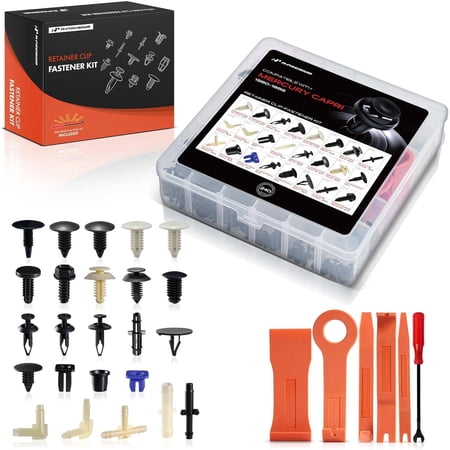 A-Premium 24 Sizes 40.8oz Bumper Retainer Clips Kit Compatible with Lincoln Town Car 2004-2011 & Mercury Capri 80-86 Fender Liner 240PCS Plastic Rivets Fasteners Push Retainer Kit, w/Removal Tool