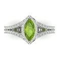 thumbnail image 2 of 1.2ct marquise cut green natural peridot 18k white gold halo Bridal Wedding Engagement Promise Anniversary Ring for Women size 4.5, 2 of 7