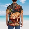 thumbnail image 4 of Yiaed Sleeping Cat Flowers Print Hawaiian Shirt for Men Short Sleeve Button Down Shirts Beach Shirts for Men,XX-Large, 4 of 7