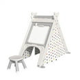 thumbnail image 2 of Kids Play Tent, 4 in 1 Teepee Tent with Stool & Climber, Foldable Playhouse Tent for Boys & Girls, HDPE Play House, 59” x 34.3” x 47.5”, Grey, 2 of 7