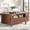 Walnut, variant on ROGALIS 47.2" Oval Coffee Table with Storage, Mid-Century Center Table with Drawer, Sliding Storage Door & Fluted Details for Living Room Home Office,Walnut