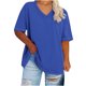 thumbnail image 2 of Hecho para Más Camisa Mujeres de Cuello en V de Gran Tamaño de Manga Corta Top Sólido, Base de Verano Deportivo Tee para el Uso Diario Y Casual Del Hogar, Bastidor de Imitación Ligero, 2 of 4