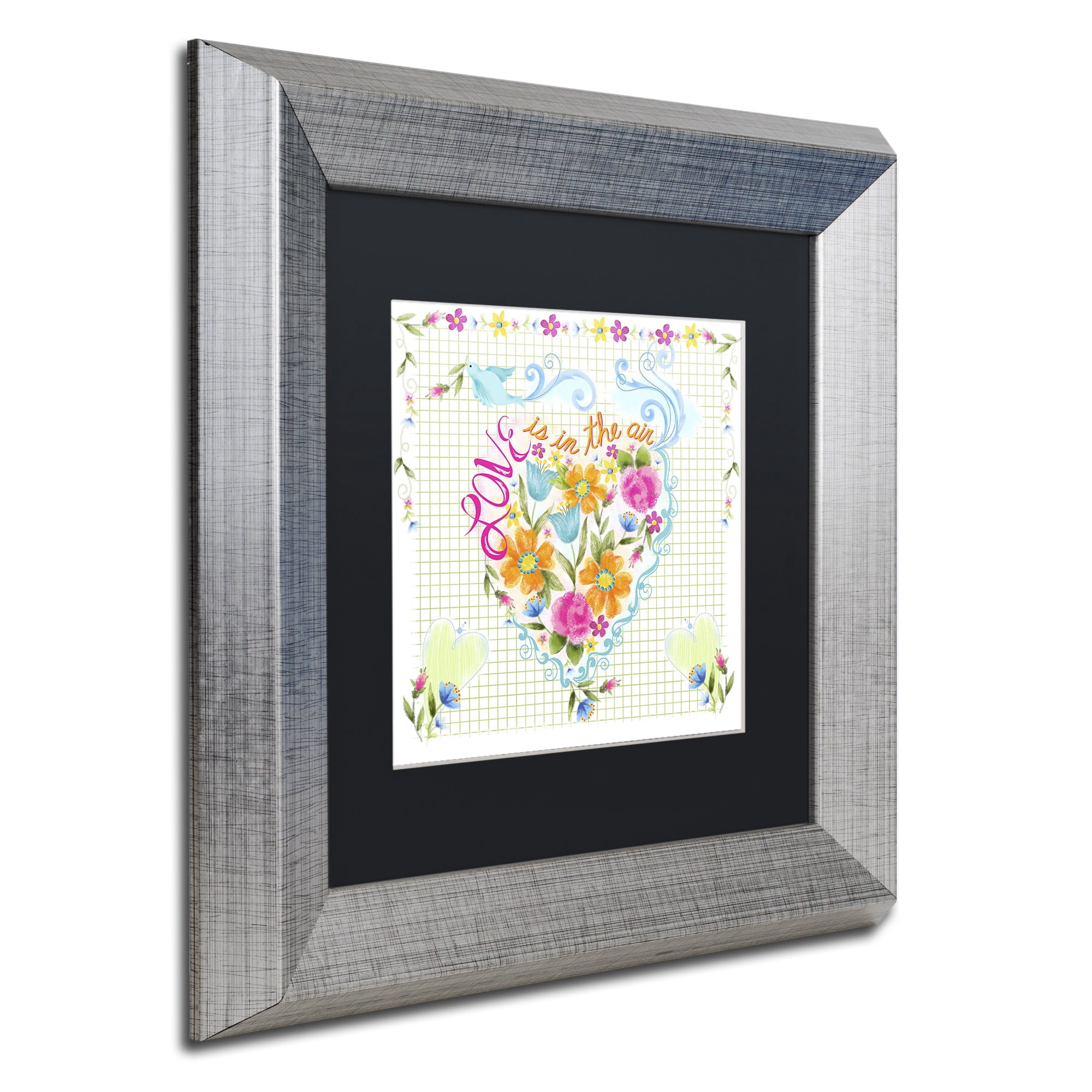 Trademark Fine Art "Love Heart" Canvas Art by Lisa Powell Braun, Black Matte, Silver Frame