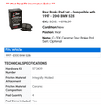 thumbnail image 2 of Rear Brake Pad Set - Compatible with 1997 - 2000 BMW 528i 1998 1999, 2 of 2