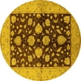 thumbnail image 1 of Ahgly Company Machine Washable Indoor Round Oriental Yellow Traditional Area Rugs, 8' Round, 1 of 4