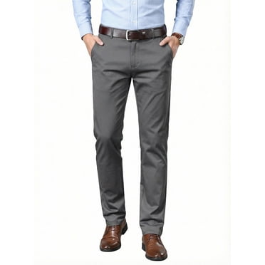 MEILIHUA Men's Premium Cotton Blend Dress Pants Business Casual Flat Front Tailored Straight Trousers