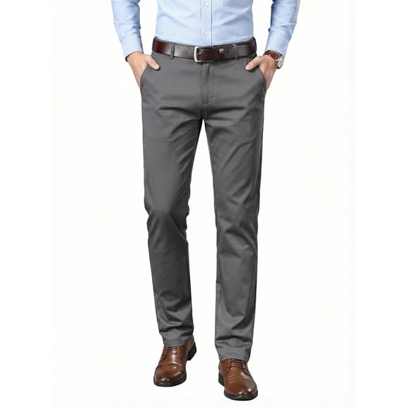 MEILIHUA Men's Premium Cotton Blend Dress Pants Business Casual Flat Front Tailored Straight Trousers