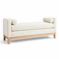 thumbnail image 3 of GOMYHOME Boucle Upholstered Bench with Arms, Solid Wood Frame End of Bed or Entryway Seating, 3 of 5