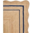 thumbnail image 3 of Natural Jute Area Rug with Scalloped Edges and Double Border Handwoven Floor Mat for Living Room, Bedroom Decor Blue 10 x 10 ft, 3 of 5