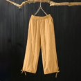 thumbnail image 2 of Pantalon Décontracté en Lin pour Femmes, Jambe Droite, Taille Élastique, Ample et Confortable, avec Poches, 2 of 9
