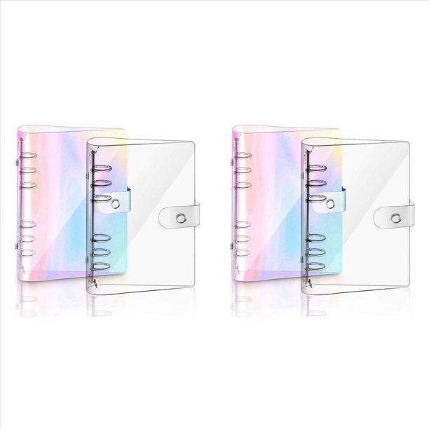Carpeta de Cuaderno de PVC Suave ArcoíRis A5 de 4 Piezas, Cubierta de Cuaderno de PVC Suave Transparente, Carpeta de Planificador Personal de Hojas Sueltas