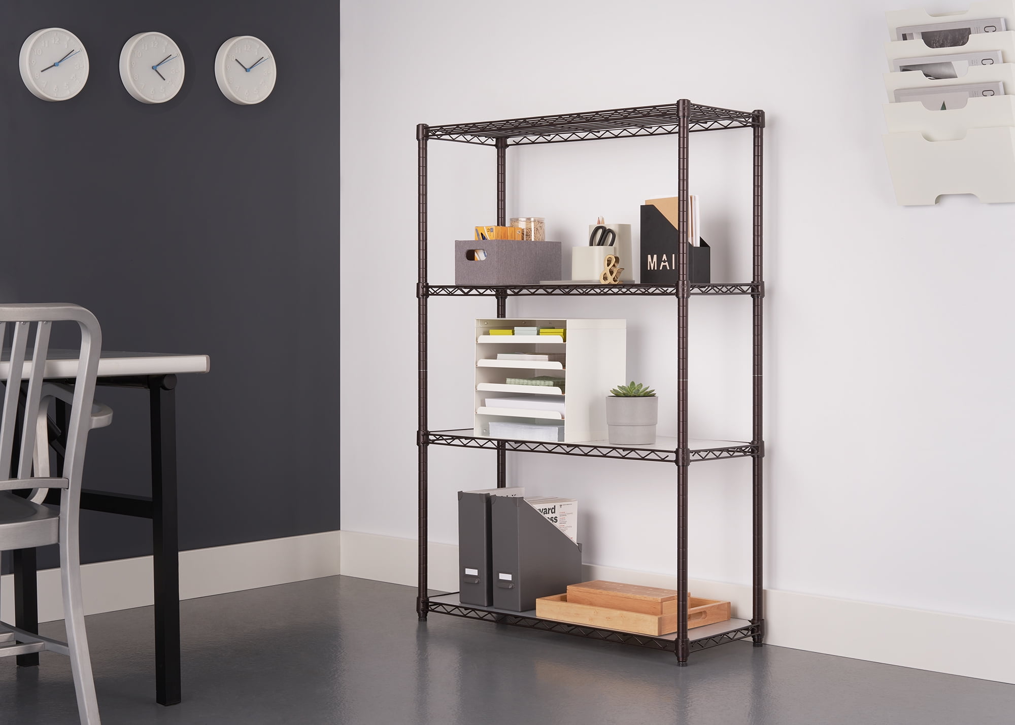 TRINITY 4-Tier 36x14x54 Commercial Wire Shelving w/ Liners, NSF - Dark Bronze