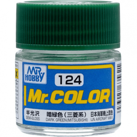Mr. Color 124 - Dark Green (Mitsubishi) Semi-Gloss/German Aircraft WWII (C124) Plastic Model Kit Paint