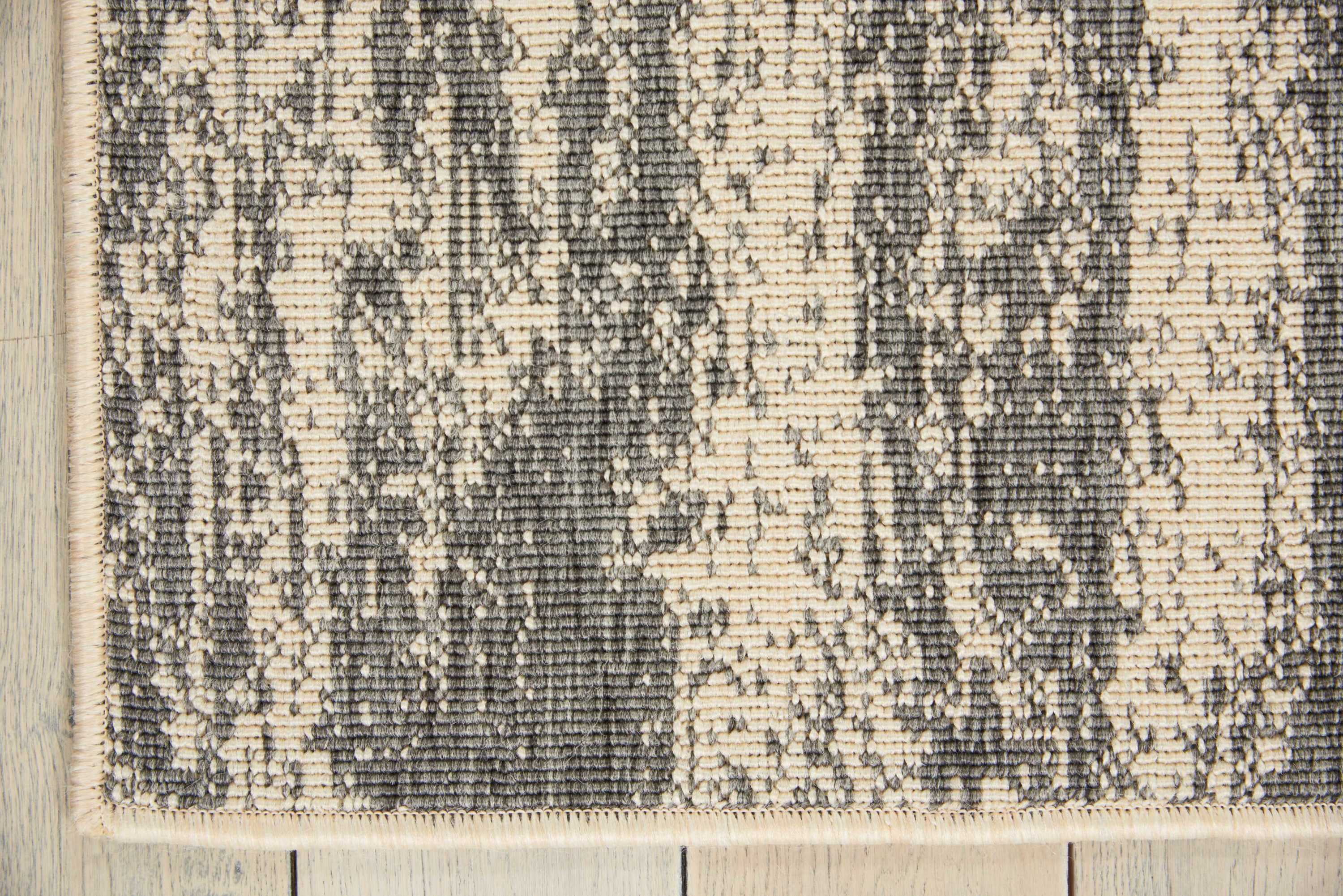 Nourison Lido Brushstroke Grey/Cream 9'3" x 12'9" Area Rug, (9x13)
