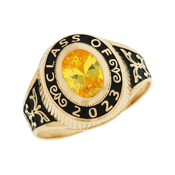 JackAni 14k Gold Simulated November Birthstone 2025 Class Graduation Ring - Size 5.00