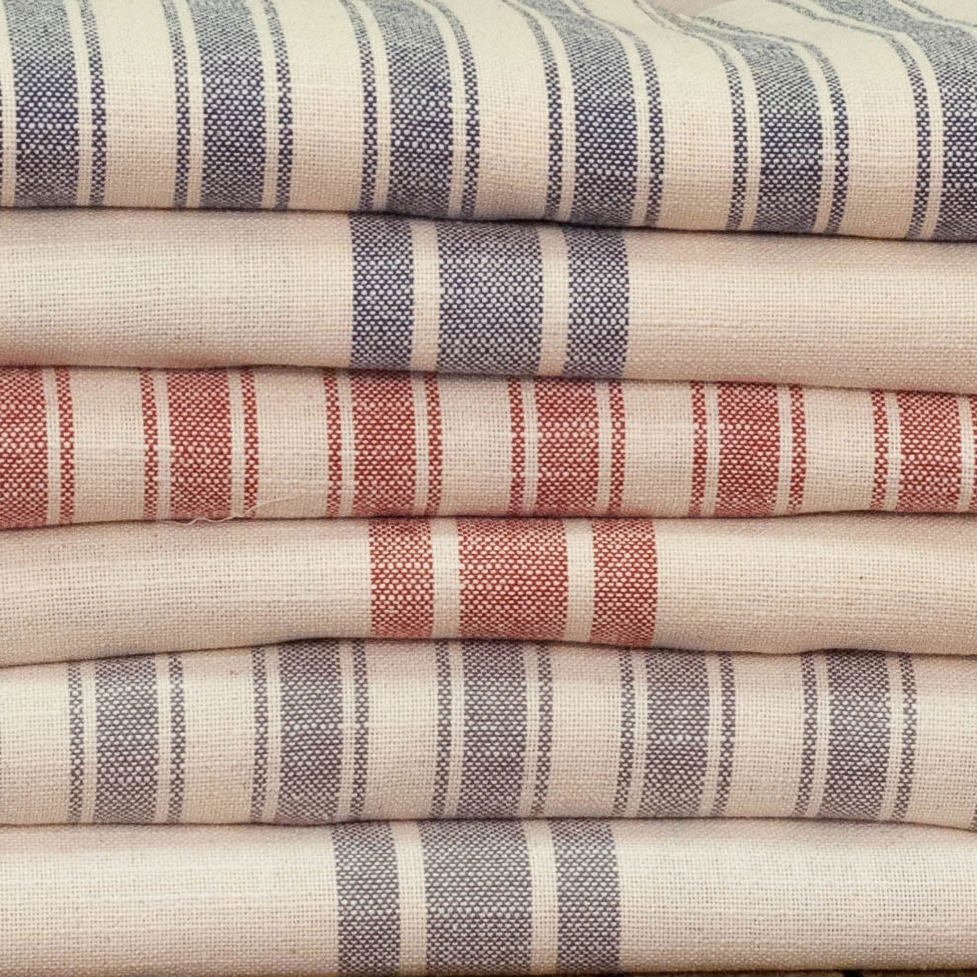 Piper Classics Market Place Red Grain Sack Stripe Bulk Yardage, One Yard, 36" x 110" Wide