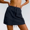 thumbnail image 2 of Cargo Skorts For Women With Pockets Drawstring Athletic Skirts Matching Shorts Underneath Golf Sweat Skirt, M, 2 of 4