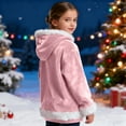 thumbnail image 6 of SRZYMJ Boys Flannel Hooded Pullover Sweatshirt Soft Cozy Casual Wear Youth Childrens Outerwear Jacket Top Light Pink 10-11 Years, 6 of 7