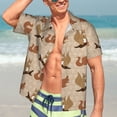 thumbnail image 7 of Honeii Cartoon Squirrel Print Men’s Hawaiian Shirt,Classic Button-Down Short Sleeve Shirt, for Beach, Vacation, and Outdoor Activities,Medium, 7 of 7