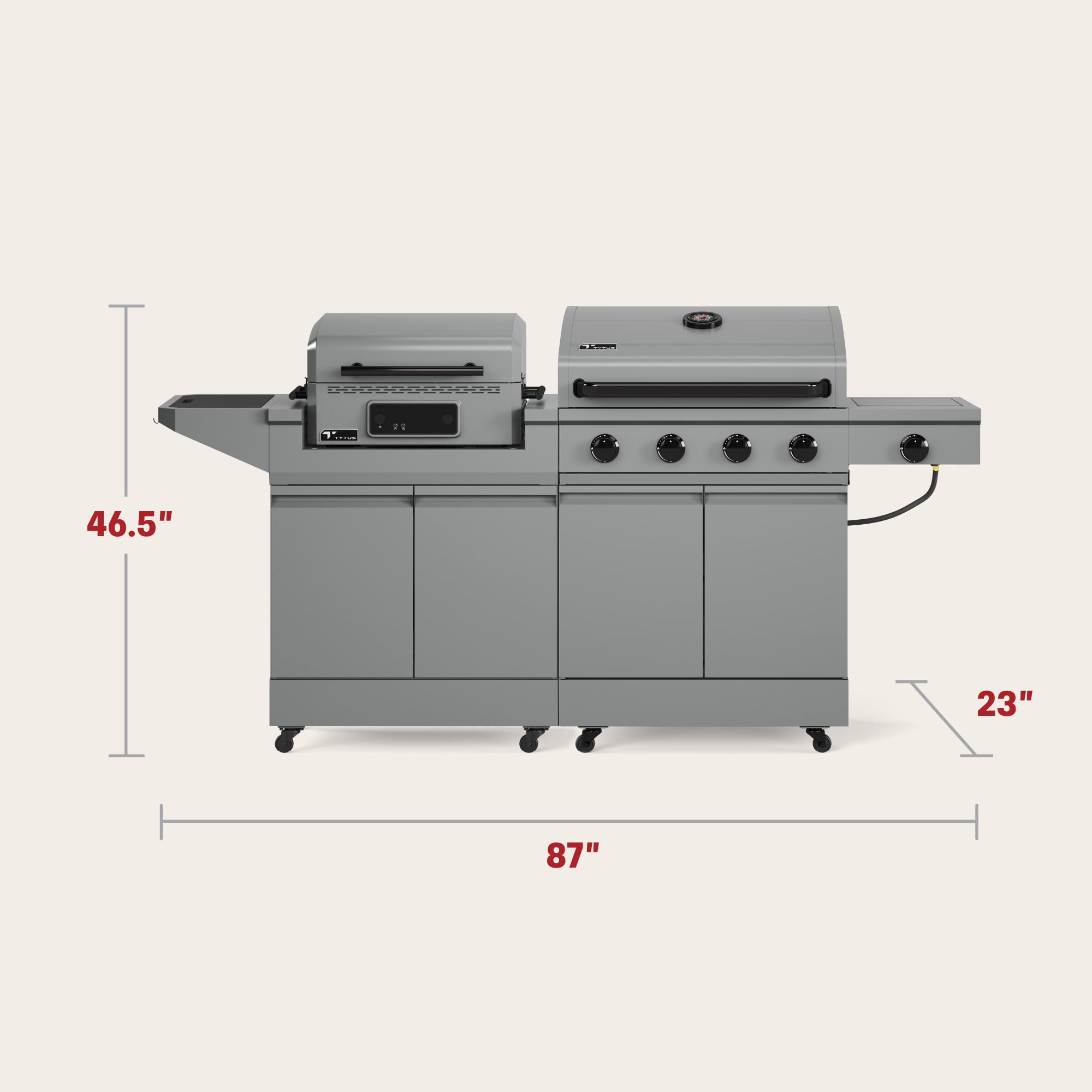 TYTUS Modular Grilling Collection 4-Burner Gas Grill, Electric Grill & Griddle with Cart, and Grill Light