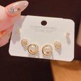 thumbnail image 1 of Pendientes cortos con microincrustaciones de circonitas y aguja de plata S925, pendientes de pelo corto, pendientes elegantes japoneses y coreanos de tres piezas, sencillos y combinables para mujer, 1 of 6