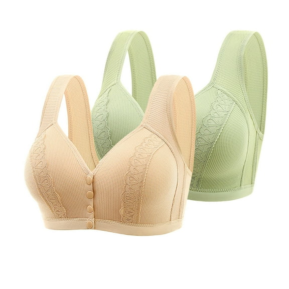 Itsame 2PC Bras for Women's Full Support Everyday Casual Bra Set Tie Back Wireless Comfort Bralette Yellow Size 44