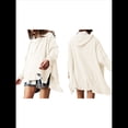 thumbnail image 3 of Sudadera con Capucha Extragrande para Mujer, Jersey con Mangas Murciélago y Cuello Redondo, Jersey con Diseño de Gofre Crema M, 3 of 7