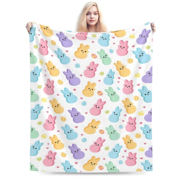 Bunny Eggs Blanket Super Soft Cozy and Plush for Couch and Chair Easter Blankets and Throws Bunny Eggs Floral Blanket 50x40