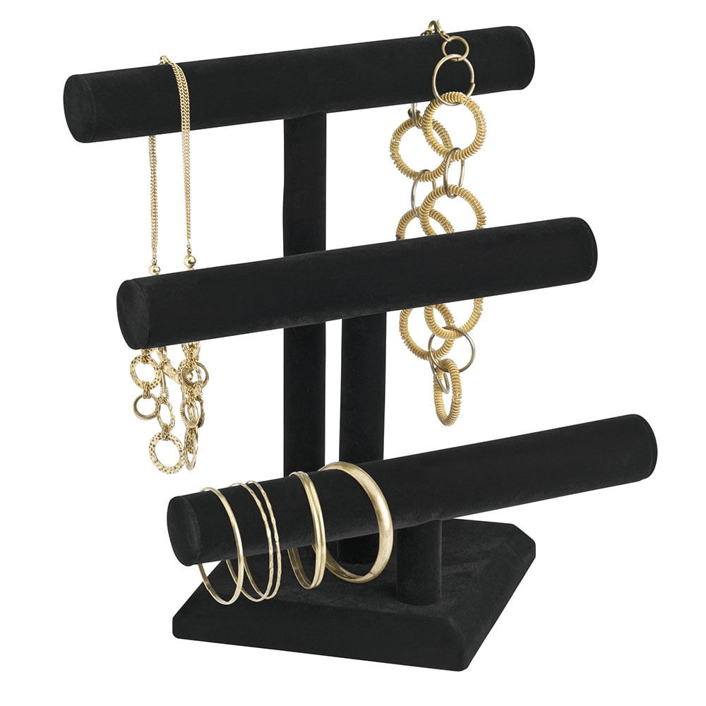 Blk Velvet Collier Chain Jewelry Display Stand Holder Organizer Bust Easel 