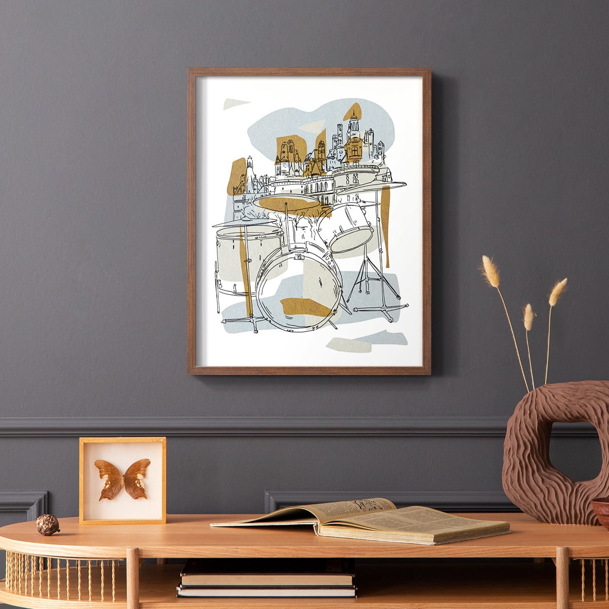 Rehearsal IV Framed Print in Brown Solid Wood Framed Print No Nail Hanging
