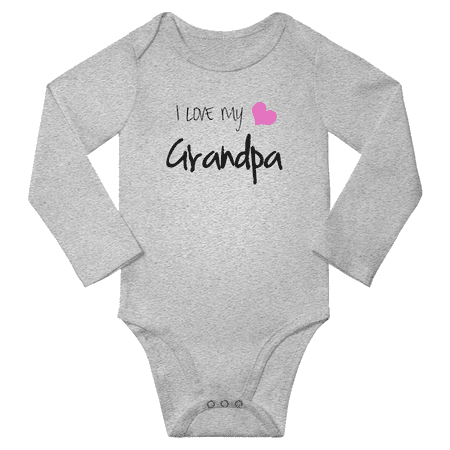 

I Love My Grandpa Cute Baby Long Sleeve Jumpsuit Boy Girl Unisex (Gray 6M)