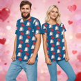 thumbnail image 2 of CUZIBR Unisex Valentine Funny Shirt Round Neck Short Sleeve T-Shirt Couples Matching Tee Diy Graphic Print Loose Fashionable Tops For Women Streetwear,Blue,L, 2 of 5
