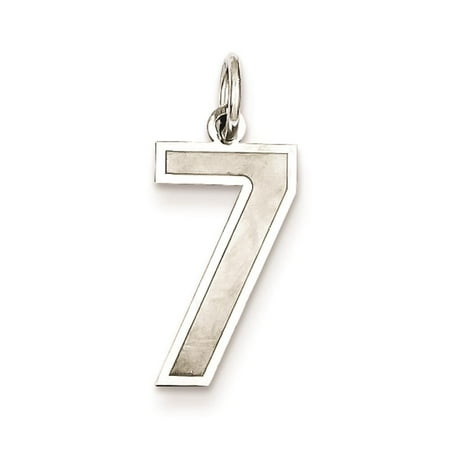 925 Sterling Silver Satin & Polished Medium Number 7 Charm Pendant