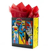 Hallmark 13" Large Justice League Gift Bag with Tissue Paper (Wonder Woman, Superman, Batman, Flash, Aquaman, Cyborg)