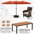 thumbnail image 3 of Costway 11 PCS Patio Dining Set with 15ft Double-Sided Patio Umbrella (Base Included) Orange, 3 of 12