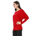 thumbnail image 2 of Women's Dolman Sleeve Knit Tunic Top Solid Long Sleeve Draped Loose Fit Pullover, 2 of 3