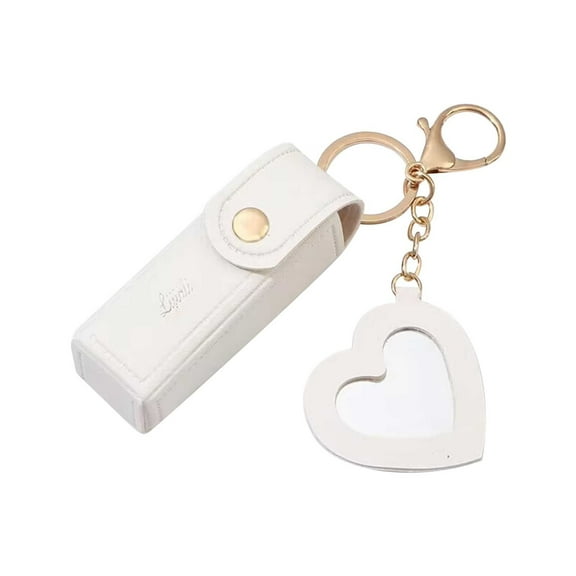 Zmeidao Lipstick Holder Keychain, Soft PU Leather Portable Chapstick Holder with Mirror Lipstick Pouch for Perfume Fingernail Polish