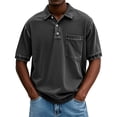 thumbnail image 5 of Mens Vintage Washed Polo Shirts Classic Fit Pullover Shirts Summer Lapel Button Tops Casual Retro Distressed Tee Top, 2XL, 5 of 5
