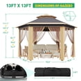thumbnail image 2 of Yeshouse Carpa plegable de 4 x 4 metros (13 x 13 pies) para todo tipo de clima con mosquitera - Refugio solar de acero resistente de 6 lados con bolsa de transporte - Carpas tipo pabellón para patio, 2 of 8